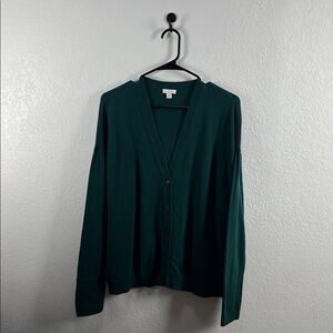 J‎ JILL Green Button Up Cardigan Sweater Women’s S Capsule Layering EUC Cotton